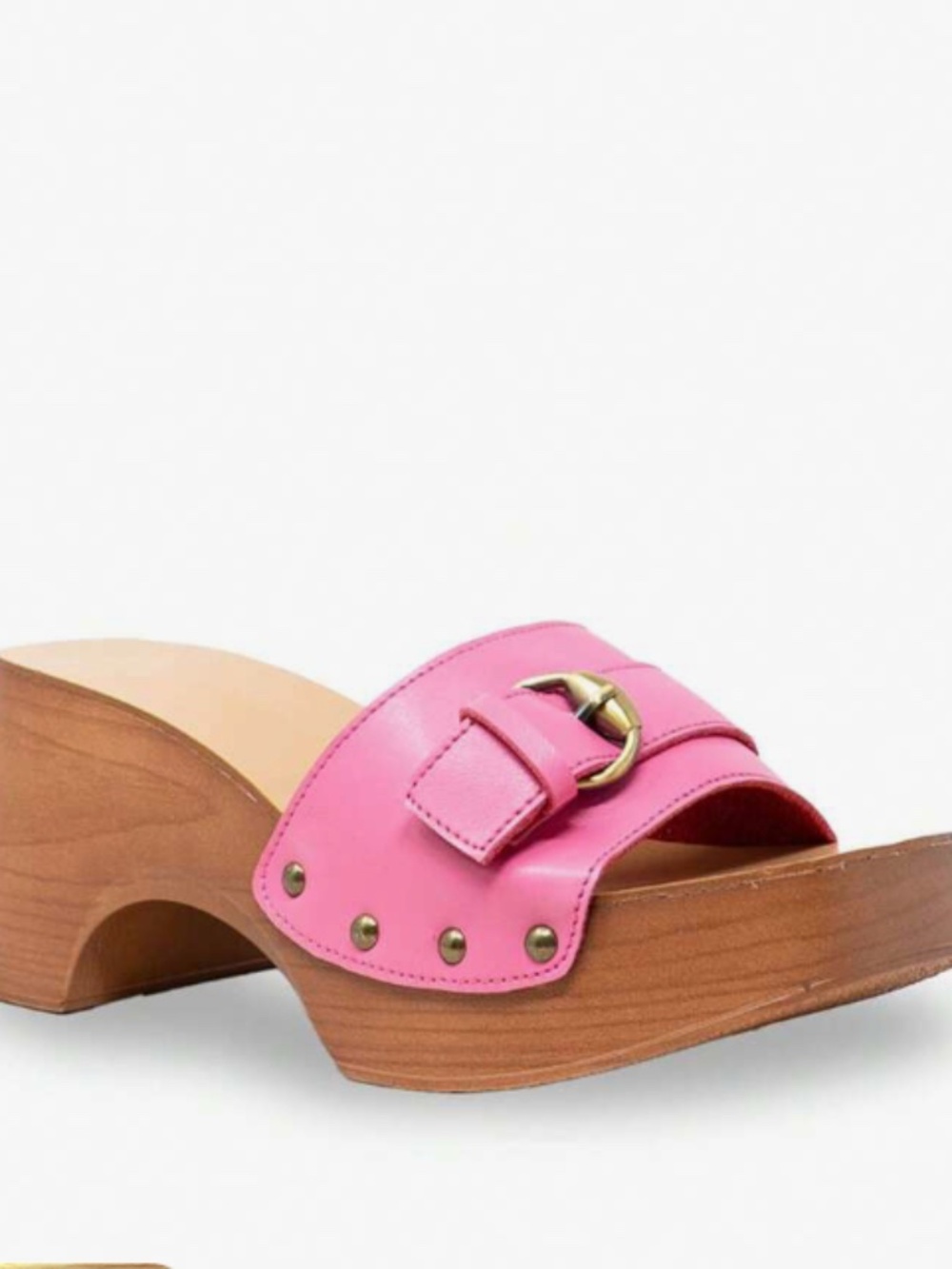 NEW Shein MissMe Pink Buckle Platform Clog Sandals With Block Heel Studded Mule